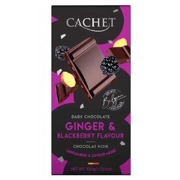 Шоколад чорний Cachet 57% какао з ожиною та імбирем 100 г cf-0762195 фото