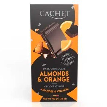 Шоколад чорний Cachet 57% какао з апельсином і мигдалем 100 г cf-0762197 фото